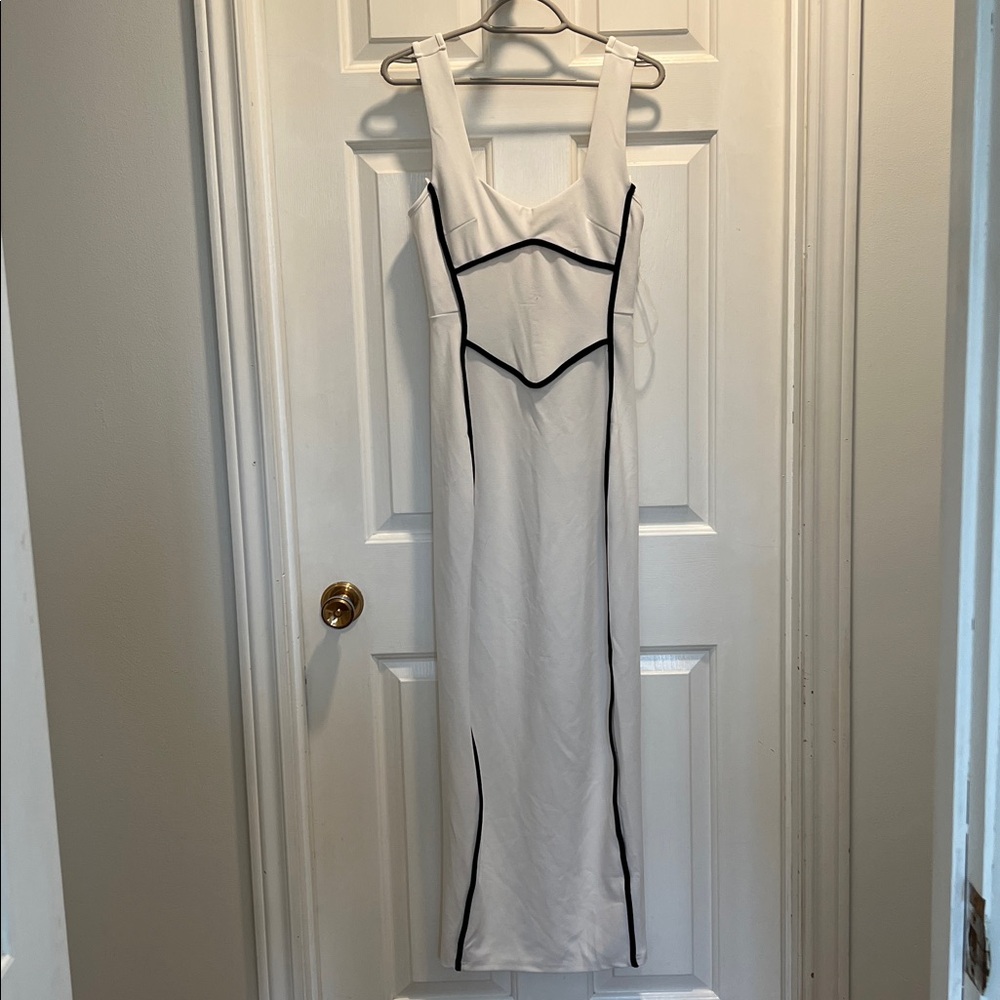 Elegant White Maxi Dress with Black Accents